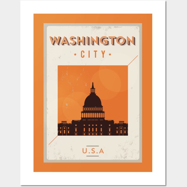 Washington Poster Design Wall Art by kursatunsal